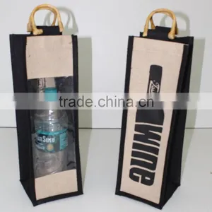 One Bottle Wine Juco Laminated Juco Bag With Window/juco Wine Bag Wholesale thumbnail-4