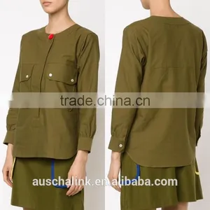 New Arrival Khaki Patch Pocket Fancy Casual Shirt OEM Service thumbnail-6