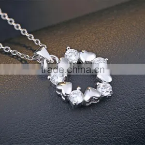 925 Sterling Silver Heart Crystal Necklace Jewelry thumbnail-1