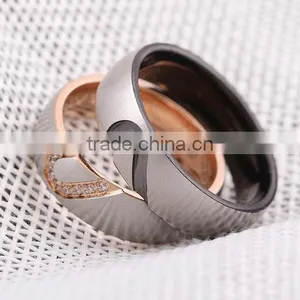 Matching Love Heart Shape Women and Mens Engagement Rings High End Titanium Steel Finger Rings for Valentine's Gifts thumbnail-1