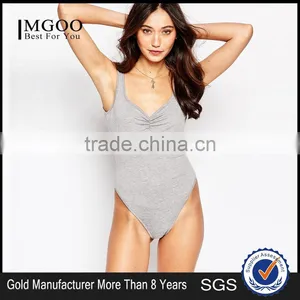Top Quality Wholesale Price Custom Made Plain Women High Leg Spagetti Strap Bodysuit Sexy Tight Cotton Bodysuit thumbnail-1