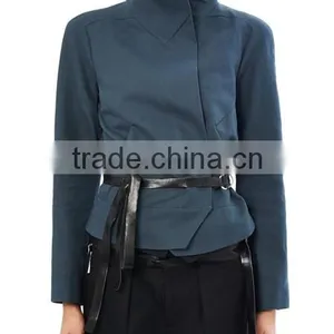 Winter Wear Short Slim Teal-blue Woman Coat/Jacket thumbnail-1