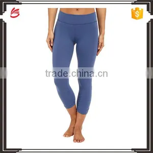 Custom Solid Color Shinny Yoga Pants Tight Sport Running Pants for Women thumbnail-1