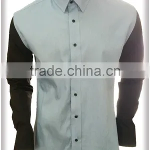 2017 New Design Men's Denim Casual Shirt With Contrast Sleeve thumbnail-1