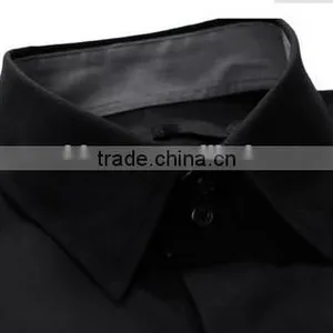 The Latest 100% Cotton Slim Fit Black Dress Shirt for Men With Peaked Collar thumbnail-2