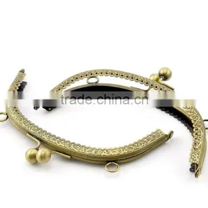 1PC Antique Bronze Bead Purse Bag Metal Arch Frame Kiss Clasp Lock thumbnail-1