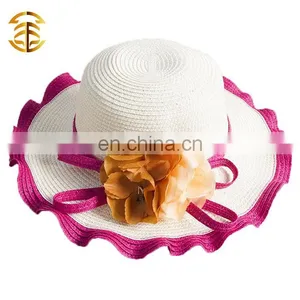 2015 New Fashion Casual Summer Wide Large Brim Cap Sweet Women Beach Straw Hat thumbnail-1