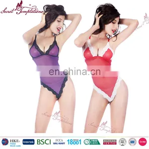 Wholesale Adult Girl Sleeveless Sexy Bodysuit Mature Women Sexy Transparent Nude Babydoll thumbnail-1