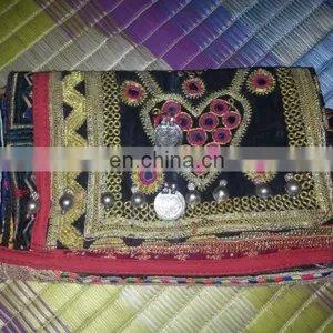 VINTAGE CLUTCH BANJARA EMBROIDERY ETHNIC PATCHWORK HANDMADE MIRROR TRIBAL BAG thumbnail-1