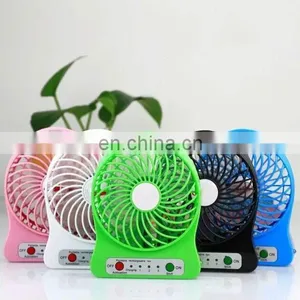 Custom Logo Printing Rechargeable Mini USB Desk Fan With LED Light thumbnail-5