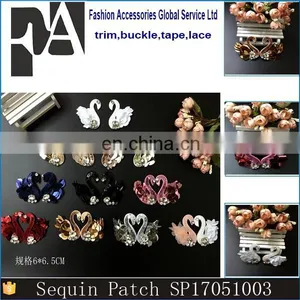 High Grade Handmade Decorative Beaded Rhinestone Sequins Swan Patches for Clothing thumbnail-6
