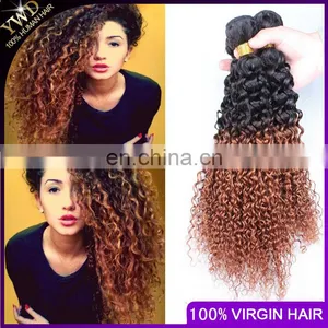 8A 3 Bundles 1B 30 Peruvian Virgin Hair Ombre Weave Cheap Ombre Peruvian Kinky Curly Virgin Hair Ombre Hair Extensions Two Tone thumbnail-1