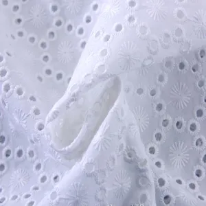 White 100% Cotton Swiss Voile Lace Custom Fabric Embroidery thumbnail-3