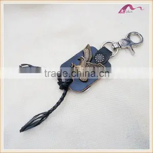 Custom Shaped Metal Leather Eagle Badge Keychains thumbnail-1