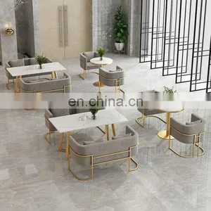 Light Luxury Modern Hotel Cafe Coffee Restaurant Dining Chair Sofa Golden Armchair thumbnail-2