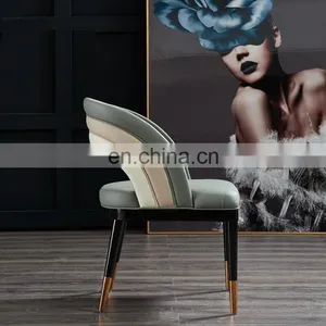 Nordic Leather Solid Wood Modern Dining Chair For Restaurant thumbnail-4