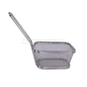 Fried Food Table Serving Chrome Rectangular Chips Fry Basket French Fries Basket Square Mini Frying Basket thumbnail-1