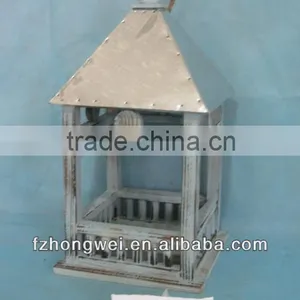 Hongwei Handmade Antique Wooden Lantern/Candle Lantern/Candle Holder With Hemp Rope/with Metal Lid for Home&Garden Decor thumbnail-1