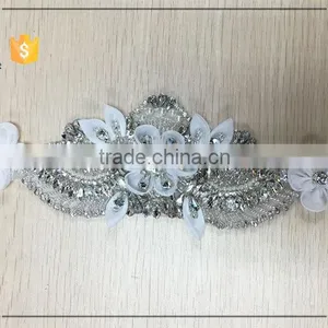 Embroidered Organza Flower Appliques for Bridal Dresses thumbnail-3
