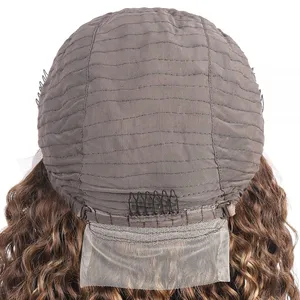 Highlight Wig Human Hair 13X4 Kinly Curly Frontal Wig P4/27 Honey Blonde Highlighted Lace Frontal Wigs For Women thumbnail-5