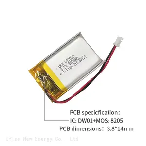 Rechargeable 3.7V 300mAh UFX 602030 Lipo Battery With PCM And Connector Made In China For Cleansing Instrument Battery thumbnail-4