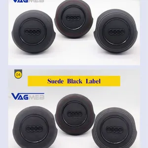 For Audi A4 B8 Alcantara Leather Steering Wheel Airbag Cover Trim Cover White/Black/Red Stitching thumbnail-1