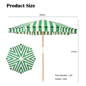 2.5M Large Fringe Beach Umbrellas Wholesale Outdoor Patio Sunshade Umbrella OEM Customized Waterproof Polyester Fabric Aluminum Pole thumbnail-3