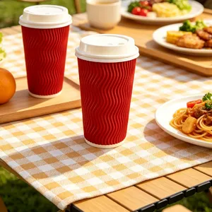 Compostable Ripple Paper Cups 8oz 12oz 16oz Eco Friendly Disposable Hot Drink Cups thumbnail-1