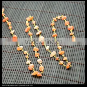 LFD-006C ~ Wholesale DIY Gold Plated Wire Wrapped Freeform Red Agate Chips Chain Gem Stone Beaded Jewelry Handmade Finding thumbnail-2