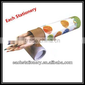 12pcs Natural Wooden Color Pencil In Cardboard Tube Stationery Set thumbnail-1