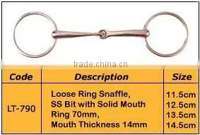 Loose Ring Snaffle, SS Bit With Solid Mouth thumbnail-1