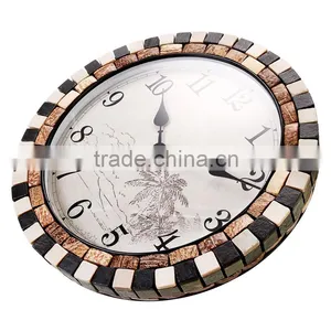 18 Inch Hot Sale Natural Coconut Shell Mosaic Specialty World Clock thumbnail-1