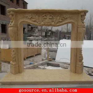 Beige Color Marble Fireplace Mantel thumbnail-1