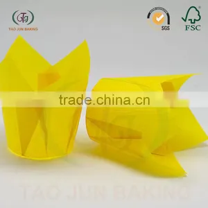 Grease Proof Paper Baking Cups Cupcake Liners Tulip Shaped Solid Color Cups for Cake Bread thumbnail-3