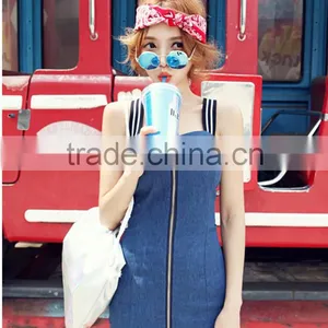 2015 Fashion Hot Young Girl Sexy Slim Women Girls Denim Prom Strap Dress Fashion Sexy Summer Dress thumbnail-3