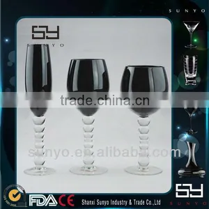 Different Shape of Black Wine Glass With Clear Beaded Stem/Goblets thumbnail-1