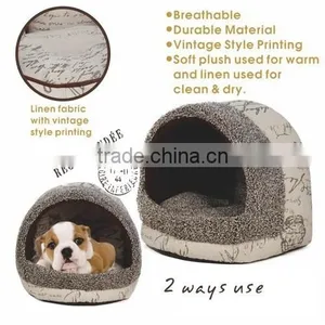 Dog Bed Linen Fabric Soft Push With Vintage Printing Dome Style thumbnail-1