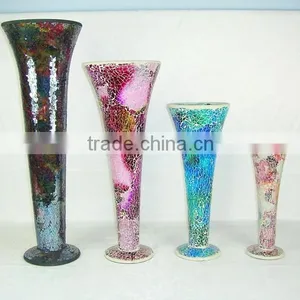 Glass Mosaic Candle Holder in Red Color thumbnail-1