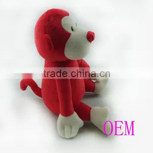 Custom Cute Red and White Stuffed Plush Monkey Toy Factory thumbnail-1