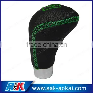 Manual Leather Shift Lever Knob Green Stitch Universal thumbnail-1
