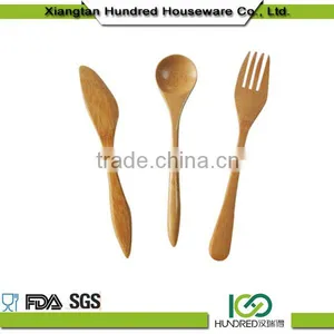 Newest Design High Quality Solid Kitchen Bamboo Utensil Set Bamboo Spoon Wooden 3pcs Bamboo Utensils Set With Holder Spoon thumbnail-1