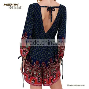 Deep V Neck Chiffon Black and Red Jumpsuit Women thumbnail-2