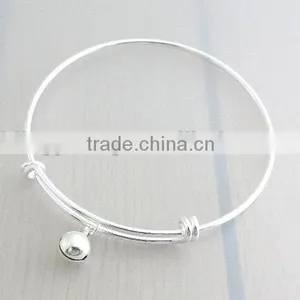 Custom Adjustable Silver Bell Charm Bangle Bracelet thumbnail-2