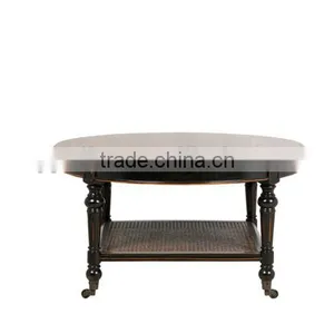French Style Wooden Round Side Coffee Table thumbnail-2