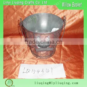 Factory Wholesale Round Iron Metal Chichken Wire Storage Basket/bucket thumbnail-1