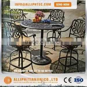 Elizabeth Cast Aluminum Powder Coated Antique Bronze Outdoor Patio Swivel Bar Stools thumbnail-1