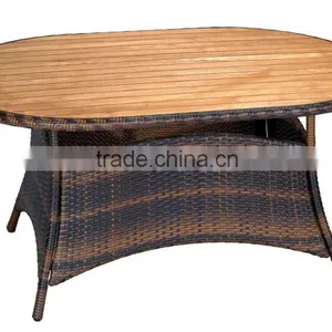 Synthetic Rattan Furniture Dining Set Includes Six Chairs and Dining Table With Teak Wood Table Top thumbnail-4