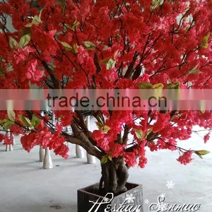 China Supplier Direct Sale Artificial Red Cherry Blossom Tree With Small Size Artificial Flower Tree thumbnail-1