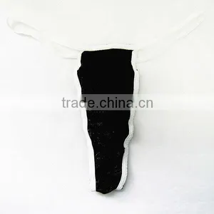 Black Disposable Sexy G-string With White Elastic thumbnail-3