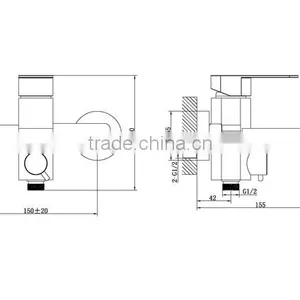 2 Hole Chrome Brass Hot and Cold Waterfall Shower Faucet 18 3101 thumbnail-2